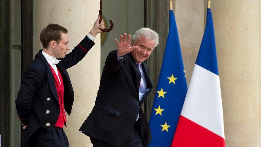 Le PDG de l'américain General Electric, Jeffrey Immelt, à la sortie de l'Elysée où il a été reçu par le président Hollande le 28 avril 2014 à Paris