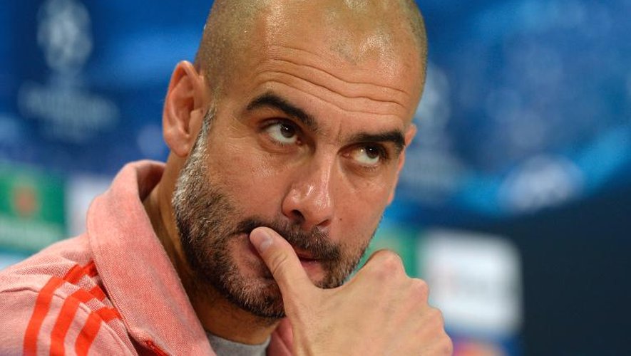 L'entraîneur espagnol du Bayern Munich Pep Guardiola lors d'une conférence de presse à Munich, le 28 avril 2014