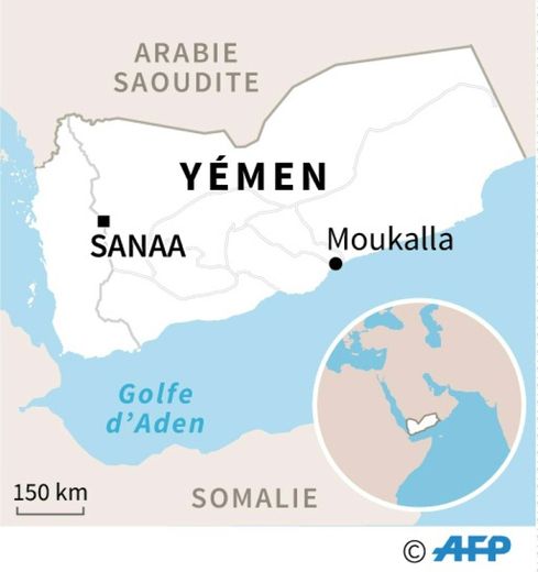Localisation de la ville de Moukalla au Yémen