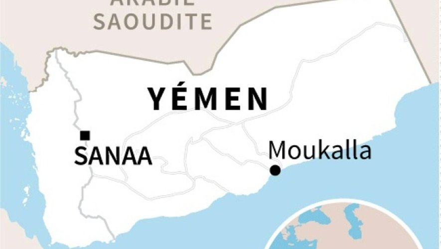 Localisation de la ville de Moukalla au Yémen
