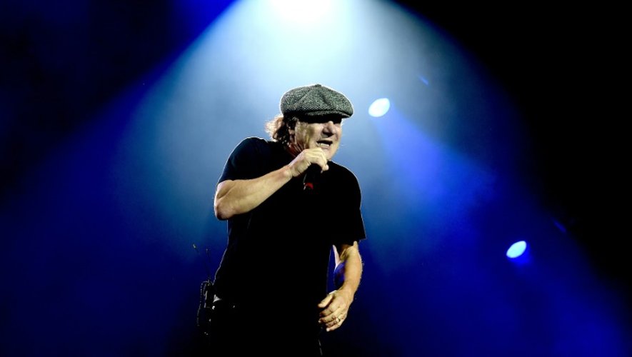 Le chanteur d'AC/DC Brian Johnson lors d'un concert à Los Angeles, le 28 septembre 2015