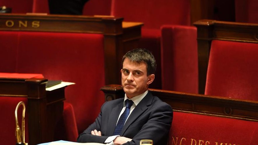 Le Premier ministre Manuel Valls le 29 avril 2014 à l'Assemblée nationale à Paris
