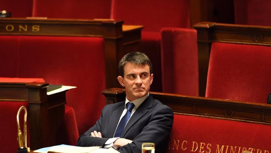 Le Premier ministre Manuel Valls le 29 avril 2014 à l'Assemblée nationale à Paris