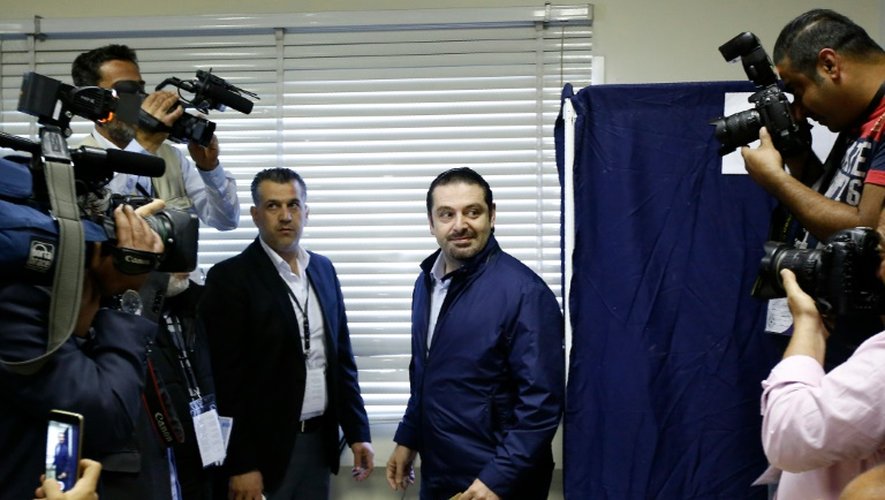 L'ancien Premier ministre libanais Saad Hariri dans un bureau de vote de Beyrouth, le 8 mai 2016