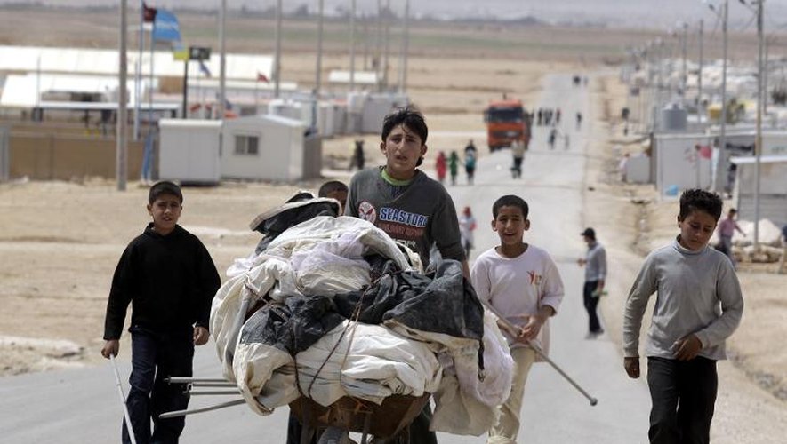 Photo du 15 avril 2014 de réfugiés syriens au camp de Zaatari en Jordanie
