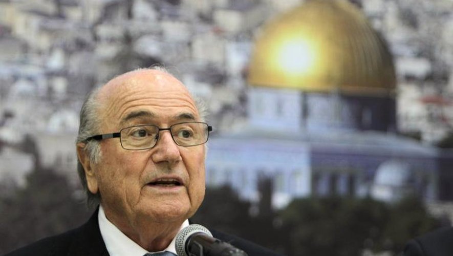 Le président de la Fédération internationale de football, Sepp Blatter, à Ramallah, en Cisjordanie, le 7 juillet 2013