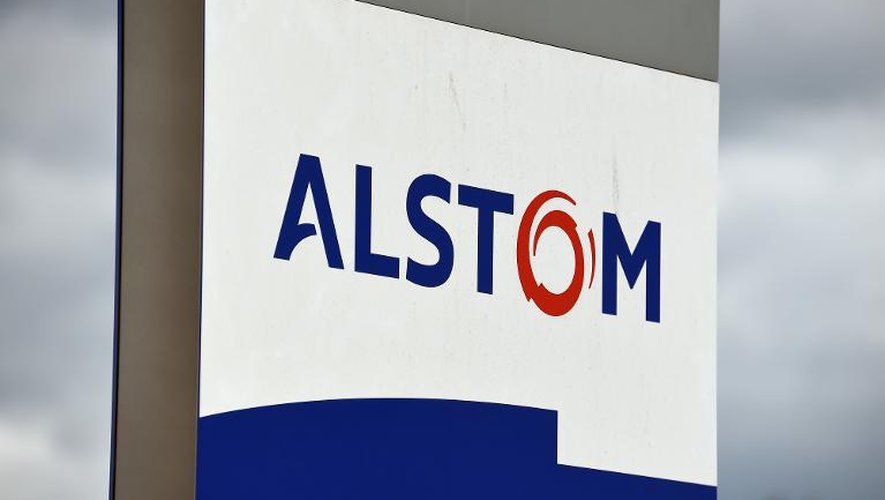 Le logo d'Alstom sur un site du groupe à Montpellier