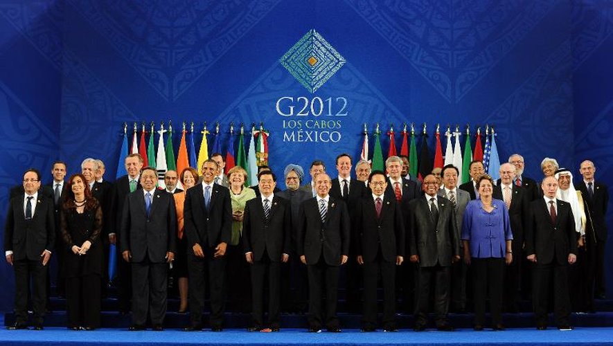 Les dirigeants des grandes puissances du G20, le 18 juin 2012 à Los Cabos, au Mexique