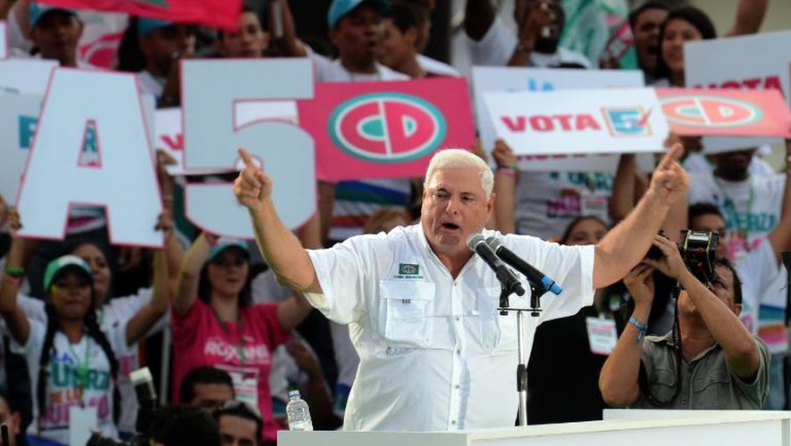 Le président sortant du Panama, Ricardo Martinelli, lors d'un rassemblement électoral le 1er mai 2014 à Panama