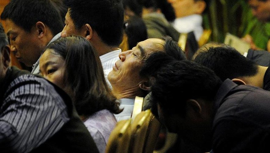 Yan Jiacheng, père d'un passager du vol disparu MH370 de la Malaysia Airlines, le 23 avril 2014 au Metro Park Hotel de Pékin