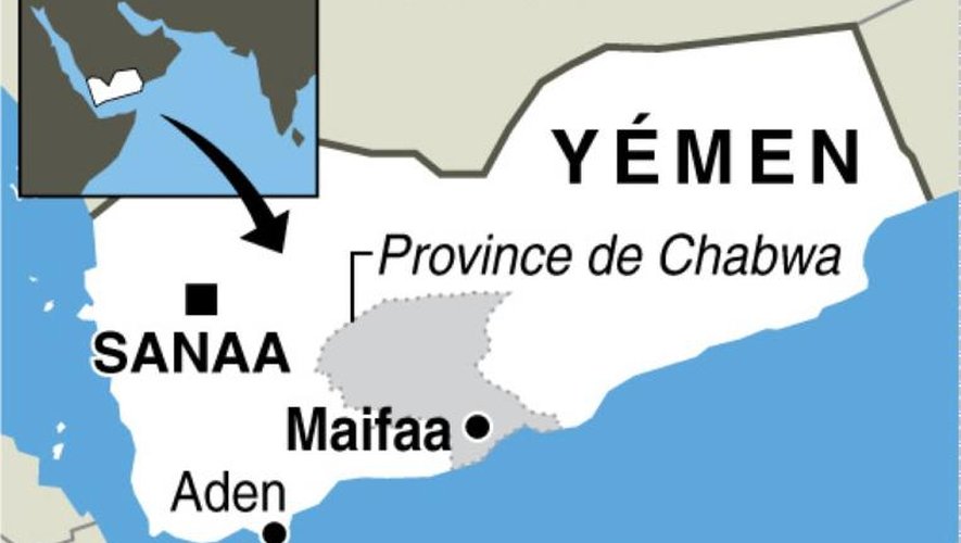 Carte de localisation de l'attaque lancée par l'armée dans la région de Maifaa contre des membres présumés d'Al-Qaïda