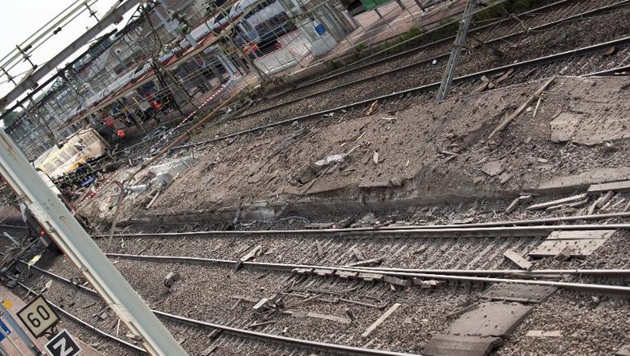 Les rails détruits après l'accident mortel de Brétigny-sur-Orge, le 12 juillet 2013