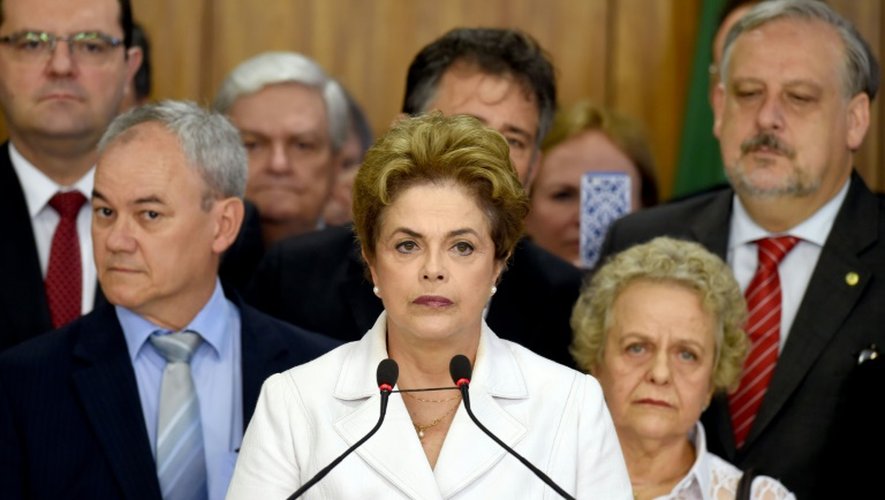 Dilma Rousseff après sa suspension de la présidence du Brésil, le 12 mai 2016 à Brasilia