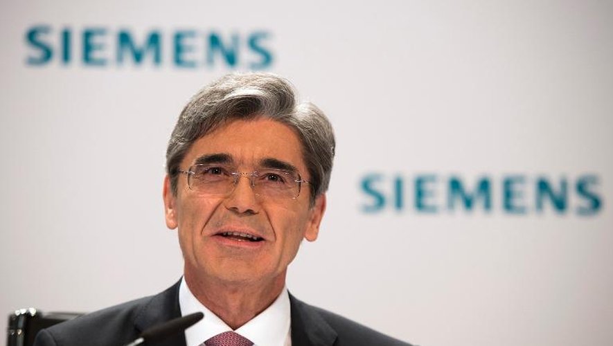 Joe Kaeser, le patron de Siemens, lors d'une conférence de presse le 7 mai 2014 à Berlin