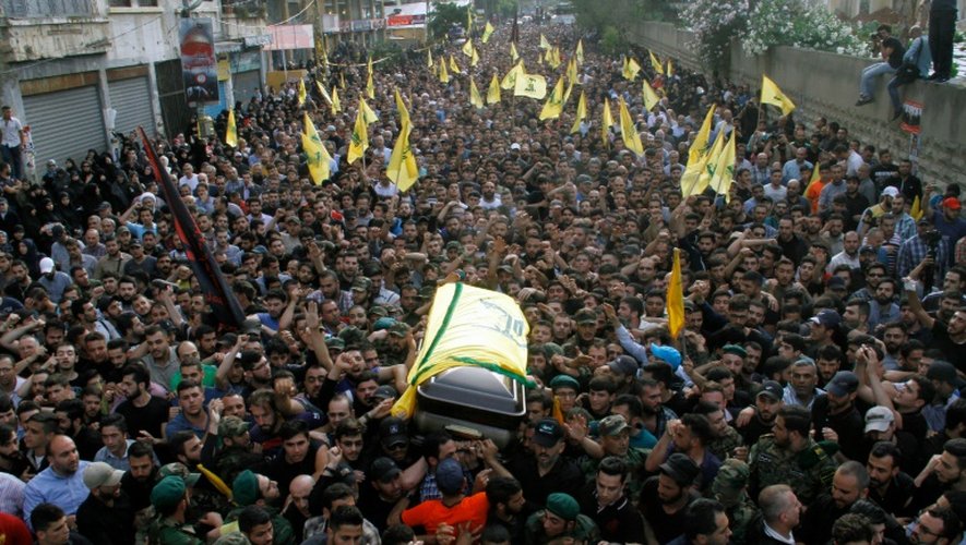 Funérailles de Mustafa Badreddine, chef militaire du Hezbollah, le 13 mai à Beyrouth
