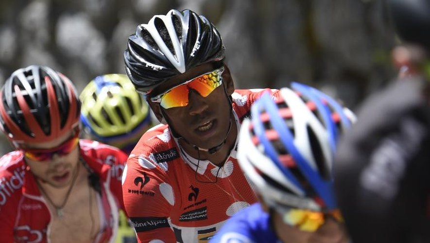 L'Erythréen Daniel Teklehaimanot, le 13 juin 2015 lors du critérium du Dauphiné, entre Montmélian et Saint-Gervais