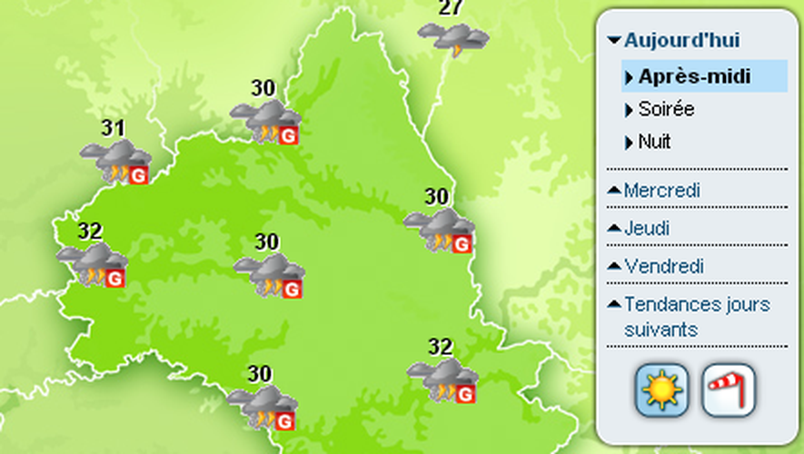 Aveyron : alerte à la grèle et aux orages violents