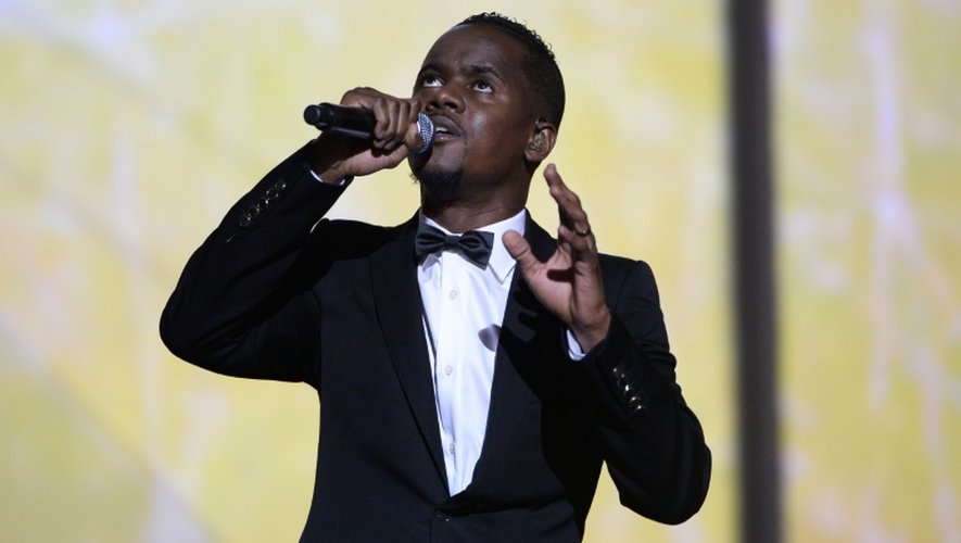 Le chanteur Alpha Diallo, connu comme "Black M", lors des 30e Vivtoires de la musique à Paris, le 13 mai 2015
