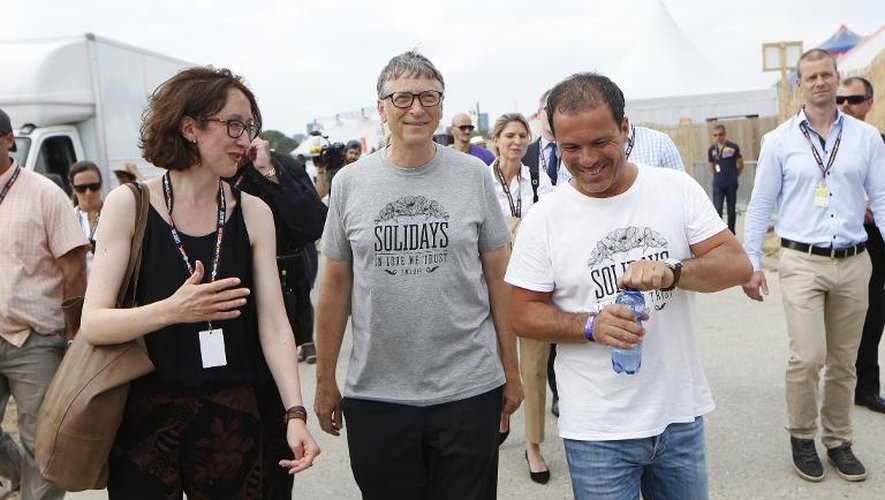 Bill Gates visite le site du festival Solidays, le 26 juin 2015