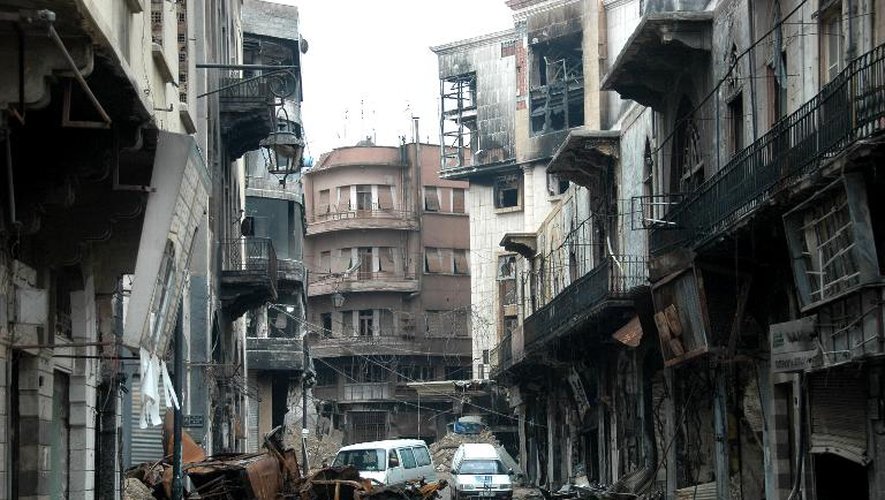 Une rue de Homs, le 8 mai 2014