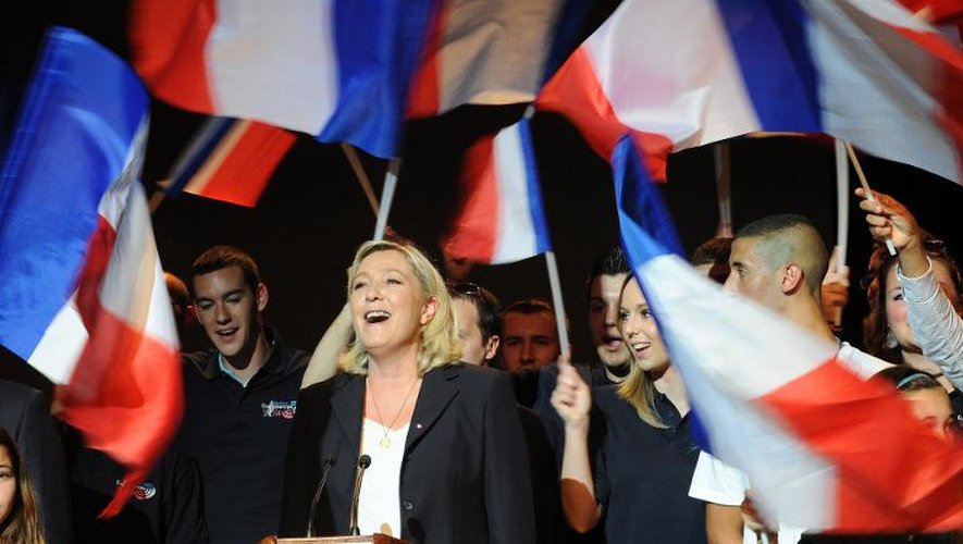 La présidente du FN, Marine Le Pen, le 9 mai 2014 à Béziers