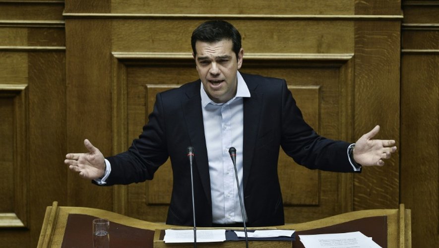 Le Premier ministre grec  Alexis Tsipras le 28 juin 2015 devant le Parlement à Athènes