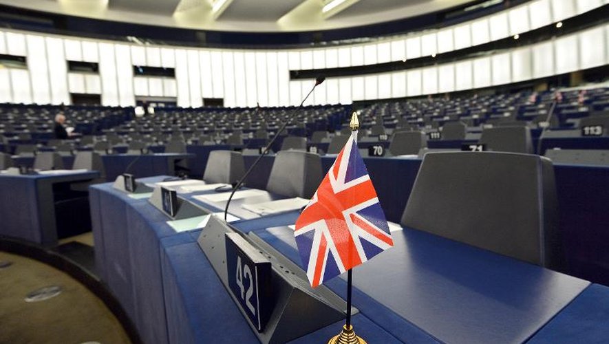 Le drapeau de la délégation britannique au Parlement européen de Strasbourg