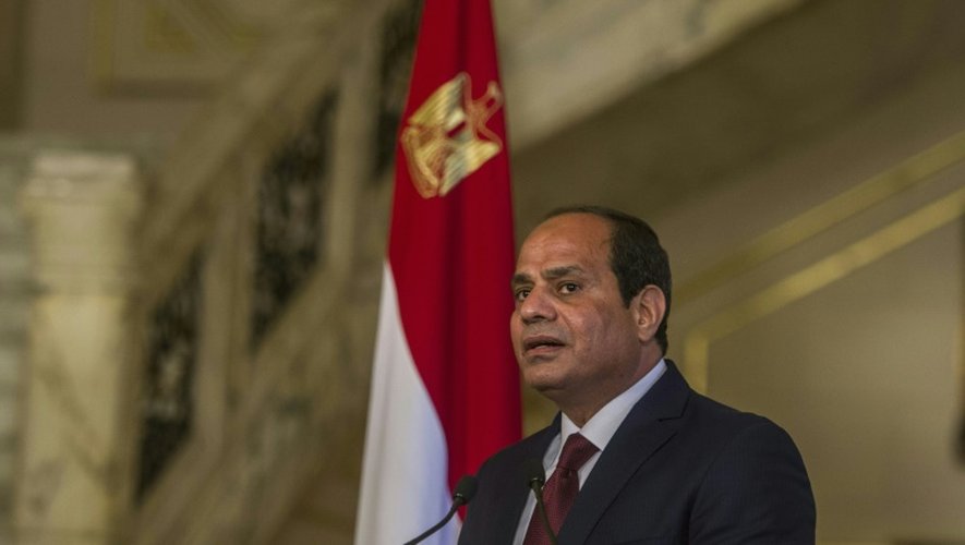 Le président égyptien Abdel Fattah al-Sissi lors d'une conférence de presse au Caire, le 17 avril 2016