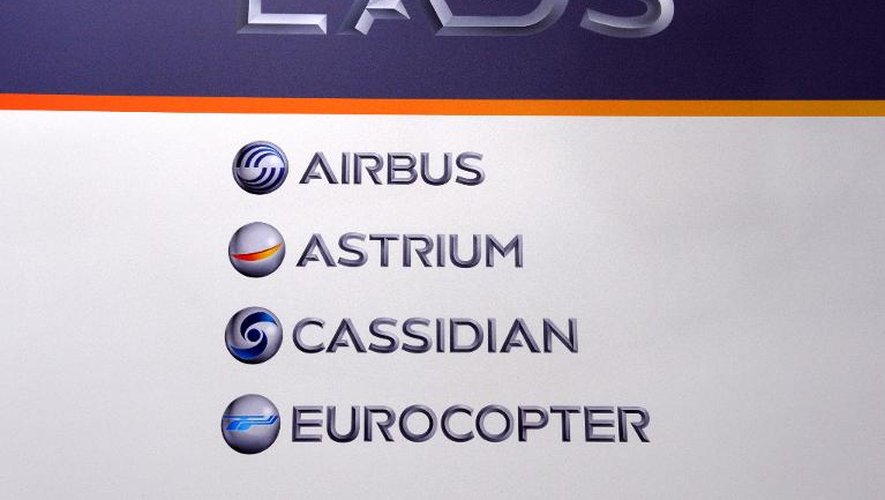 Le logo du groupe européen EADS, le 23 juin 2013 à l'aéroport du Bourget, près de Paris