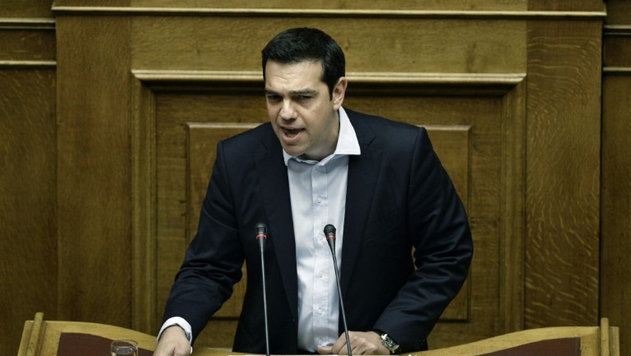 Le Premier ministre Alexis Tsipras lors d'un discours devant le Parlement le 28 juin 2015 à Athènes
