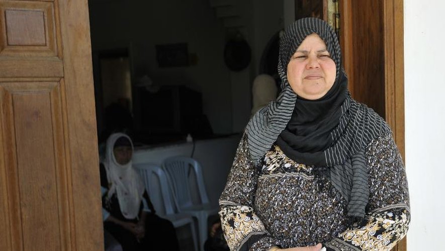 Mubarka Brahmi, la femme de l'opposant assassiné Mohamed Brahmi, le 25 juillet 2013 à Ariana, dans la banlieue de Tunis