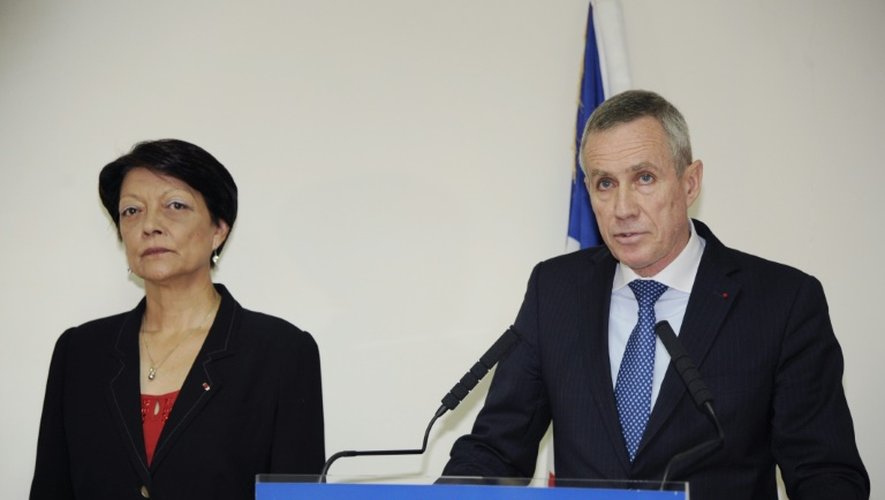 Le procureur François Molins et la directrice de Police judiciaire Mireille Ballestrazzi, lors d'une conférence de presse le 30 juin 2015 à Paris