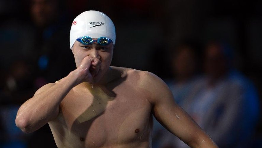 Le Chinois Sun Yang, après son succès en finale du 400 nage libre aux Mondiaux, le 28 juillet 2013 à Barcelone