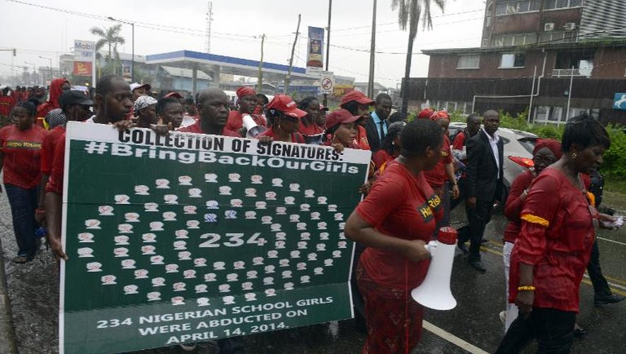 Manifestation à Lagos pour la libération des 223 lycéennes détenues par Boko Haram, le 14 mai 2014