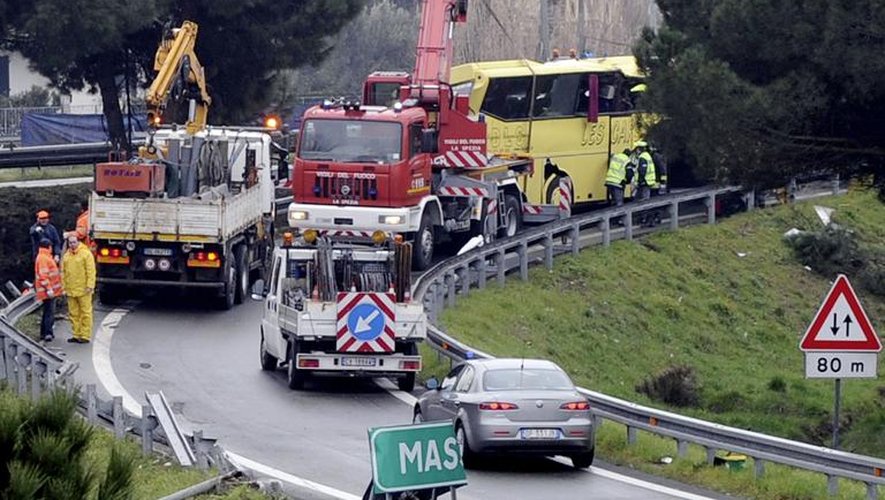 Un accident d'autocar à Massa Carrara en Italie, en février 2010