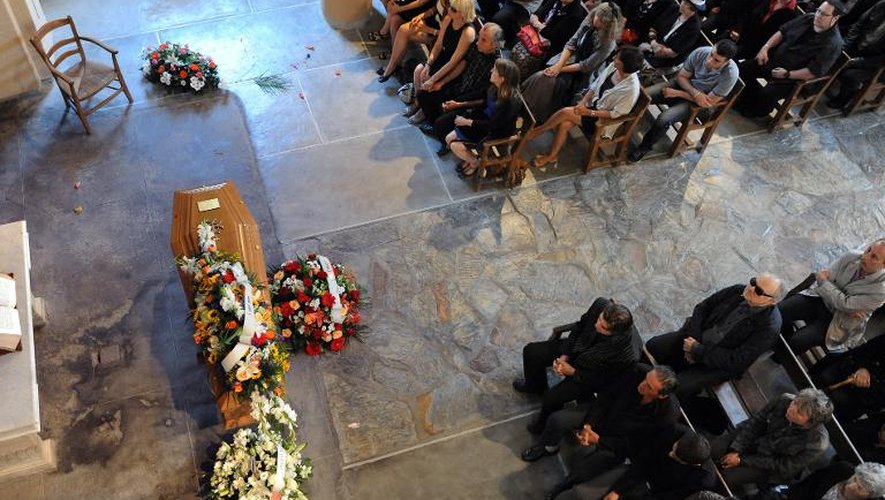 Les obsèques de l'actrice Bernadette Lafont au temple de Saint-André-de-Valborgne, le 29 juillet 2013