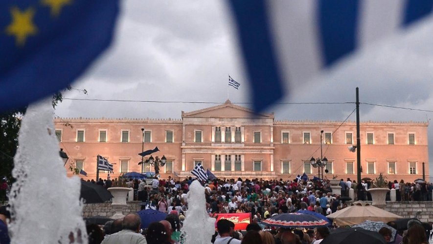 Manifestation pro-européenne le 30 juin 2015 devant le Parlement à Athènes