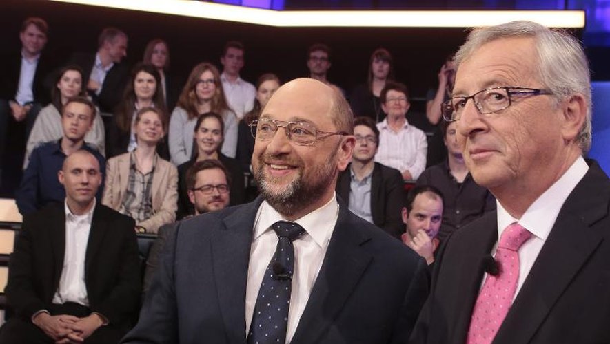 Martin Schulz et  Jean-Claude Juncker le 8 mai 2014 à Berlin