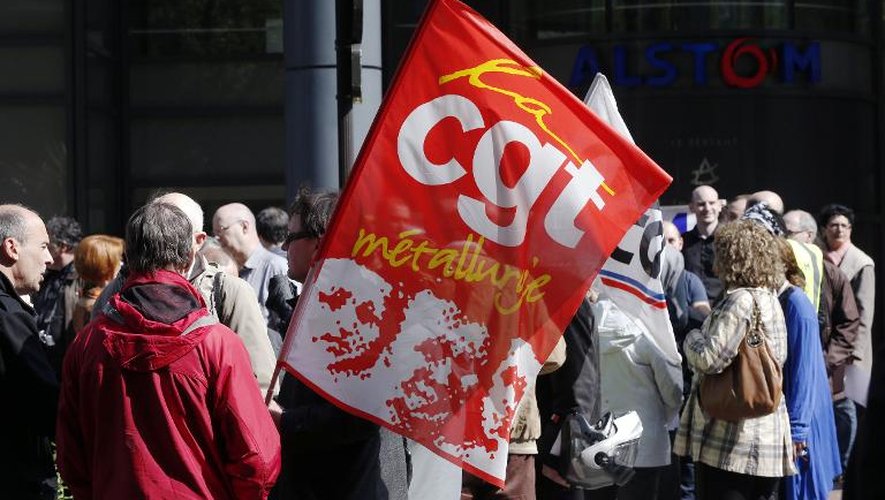 Manifestation au siège d'Alstom à Levallois-Perret, le 30 mai 2014