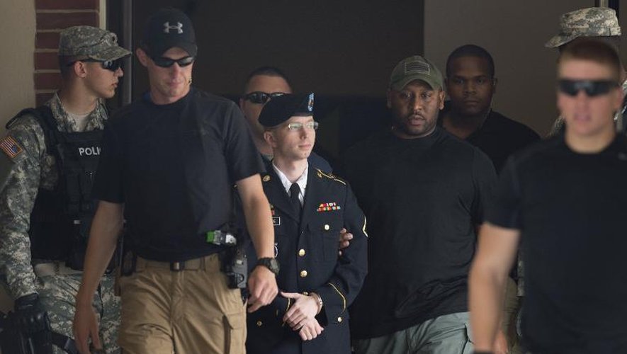 Le soldat Bradley Manning, la taupe de WikiLeaks, le 30 juillet 2013 à Fort Meade