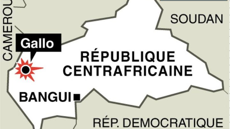 Carte de Centrafrique localisant la ville où a été tuée une journaliste française