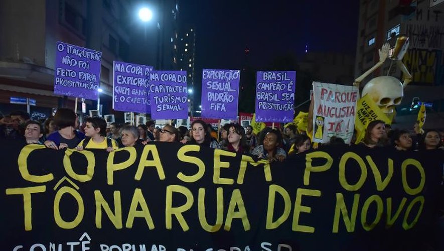 Manifesation le 15 mai 2014 à Sao Paulo contre le Mondial