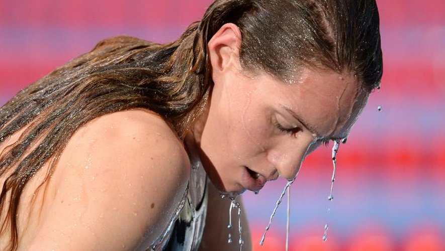 La Française Camille Muffat après sa troisième place au 200 m nage libre aux Mondaiux le 31 juillet 2013 à Barcelone