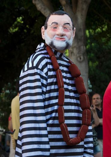 Un manifestant déguisé en Mariano Rajoy, le 19 juillet 2013 à Palma de Mallorca, dans les Baléares