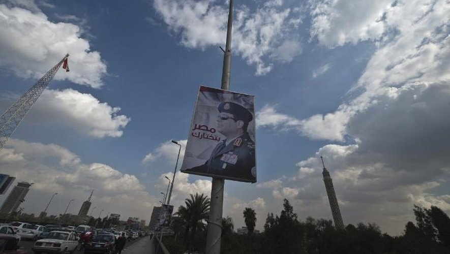 Une affiche électorale pro Abdel Fattah al-Sissi au Caire le 6 février 2014