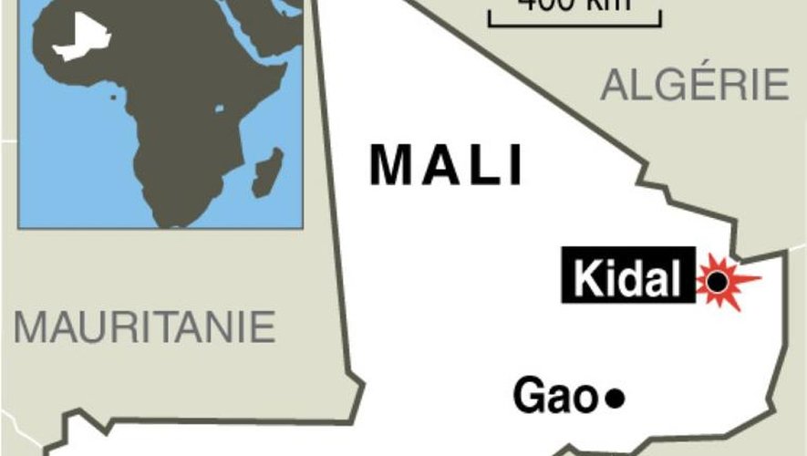 Carte localisant la ville de Kidal au Mali
