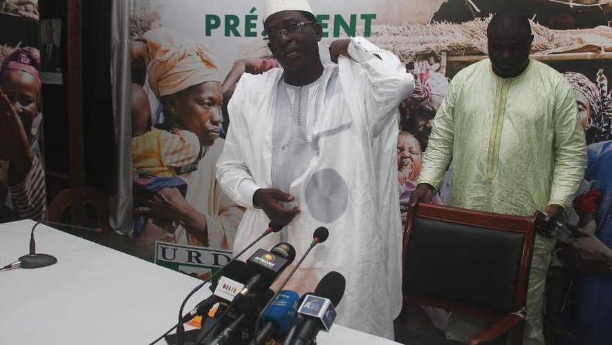 Soumaïla Cissé, candidat à l'élection présidentielle au Mali, tient une conférence de presse, le 2 août 2013 à Bamako