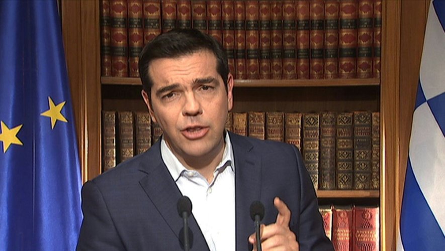Alexis Tsipras lors de son adresse à la nation le 1er juillet 2015 à Athènes