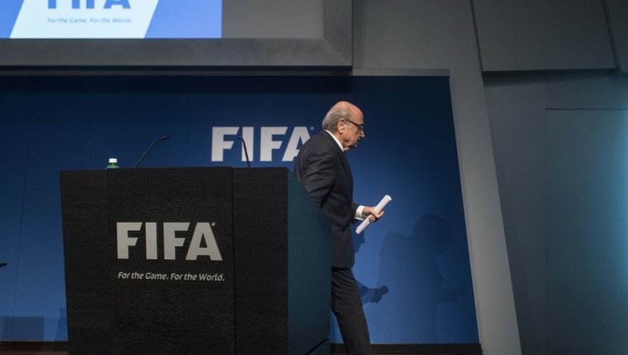 Le président de la FIFA Sepp Blatter à l'issue d'une conférence de presse, à Zurich le 2 juin 2015