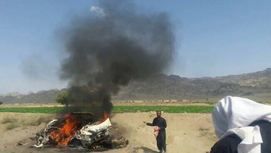 La voiture détruite par un raid américain dans laquelle se trouvait le chef des talibans, le mollah Akhtar Mansour, à 160 kilomètres de la ville de Qetta en Afghanistan, le 21 mai 2016